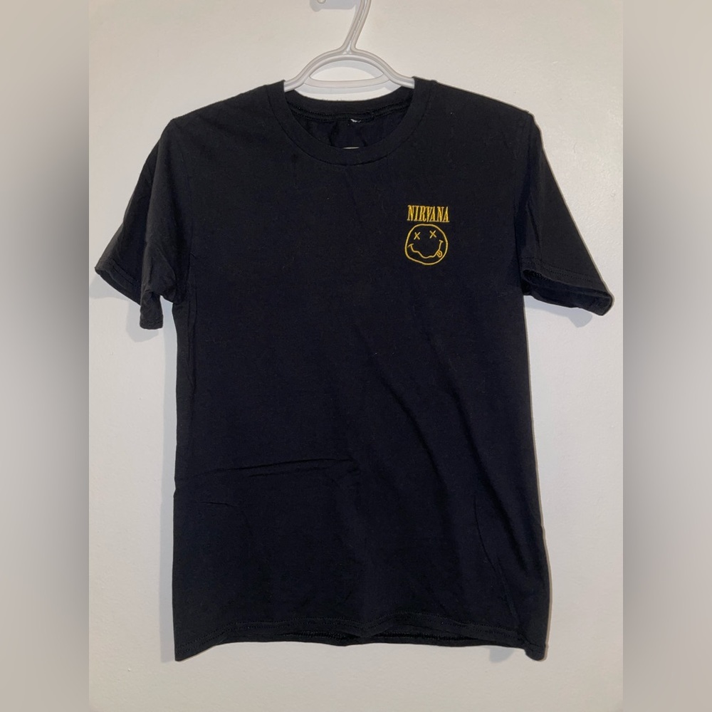 Nirvana Embroidered Logo Black Tshirt